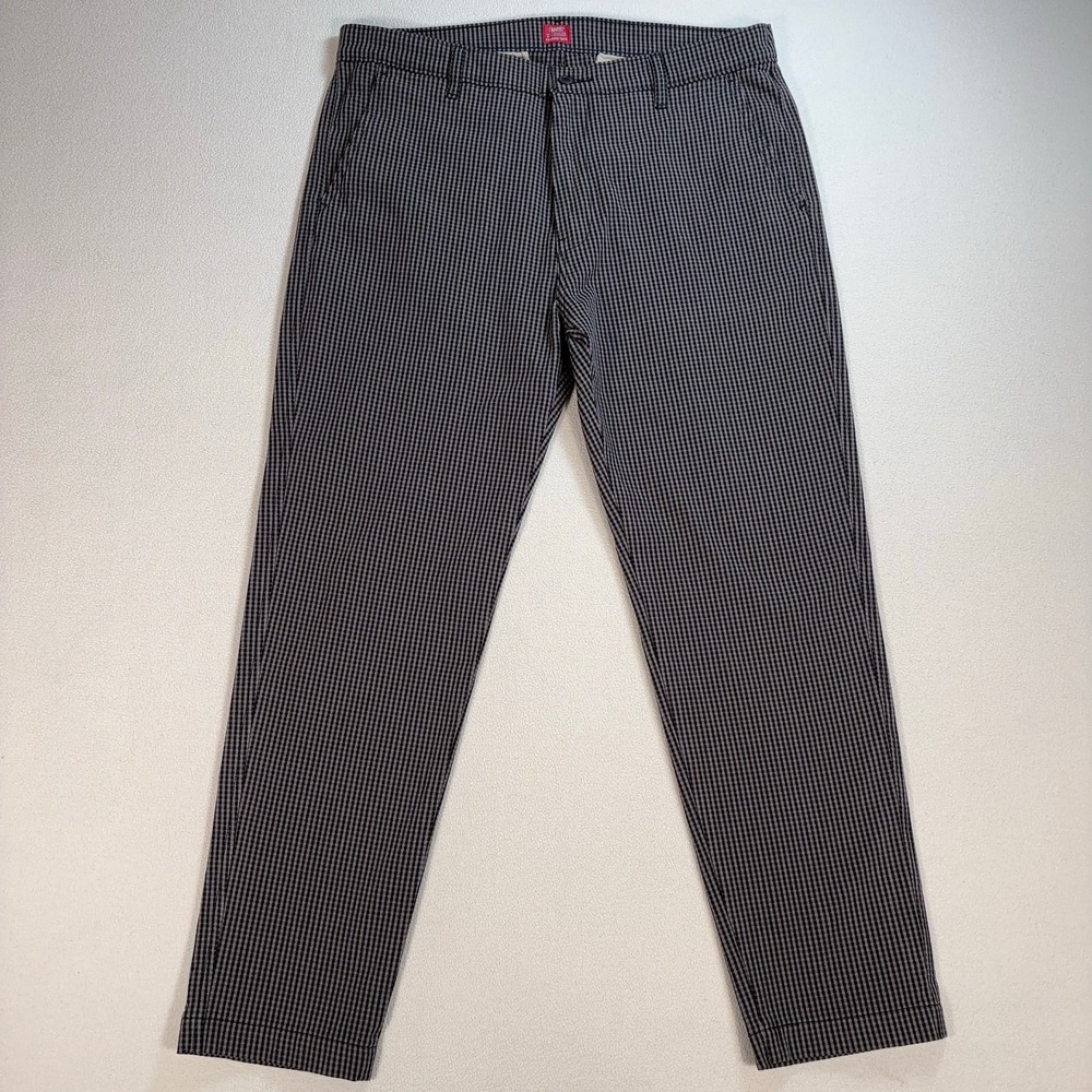 Levi's XX Chino Pants Men's‎ 36x29 Gray Micro Gingham Plaid Tapered Standard Fit